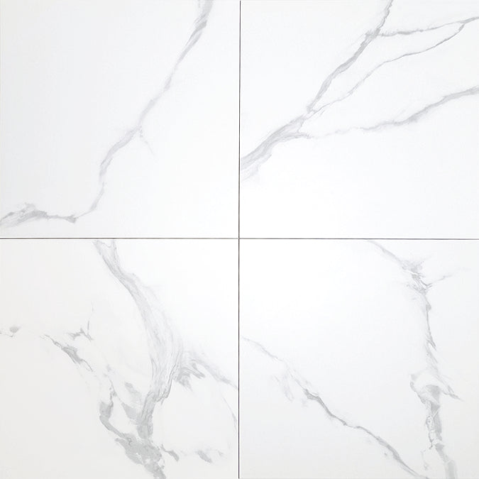 Porcelain Floor Tile in White Carrera Marble-United Floor Store