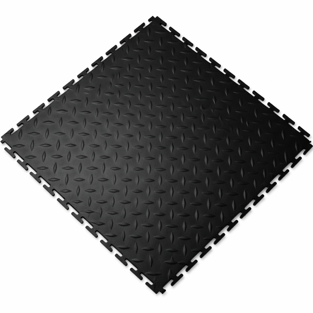 Chequer Plate Workshop Floor Tiles Black