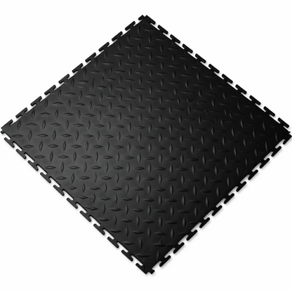 Chequer Plate Workshop Floor Tiles Black