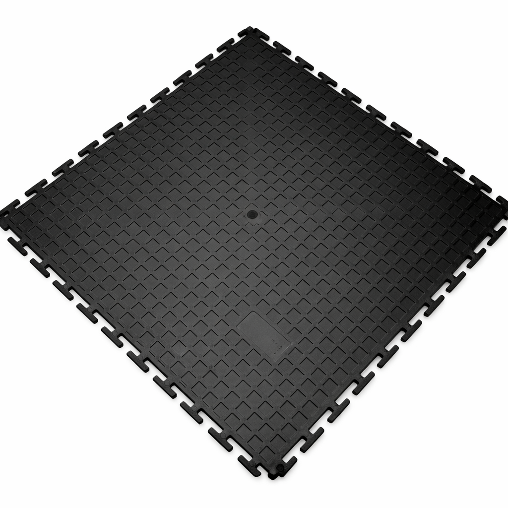 Chequer Plate Workshop Floor Tiles Black