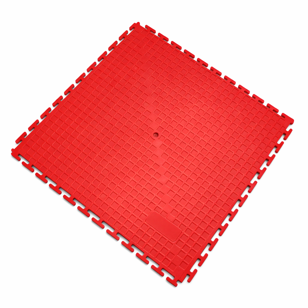 Chequer Plate Workshop Floor Tiles Red