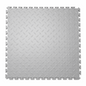Gray interlocking floor tile on a white background
