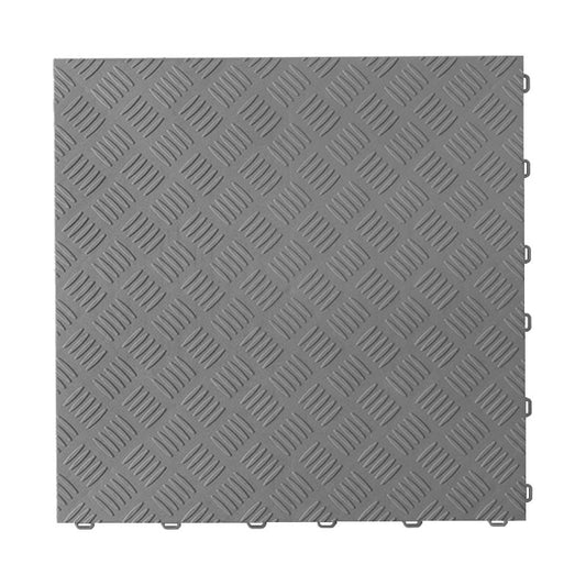 40cm Chequer Plate Garage Floor Tiles Grey