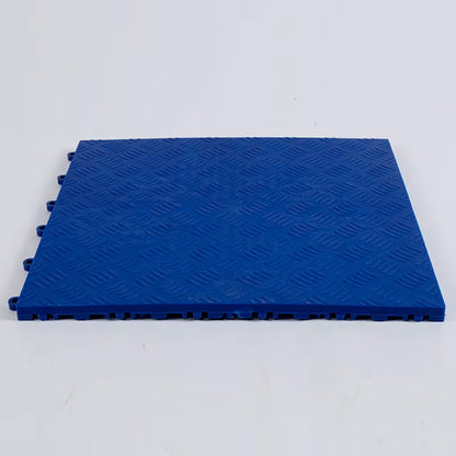 40cm Chequer Plate Garage Floor Tiles Blue