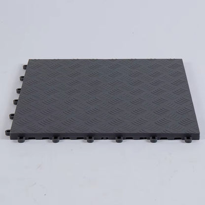 40cm Chequer Plate Garage Floor Tiles Grey