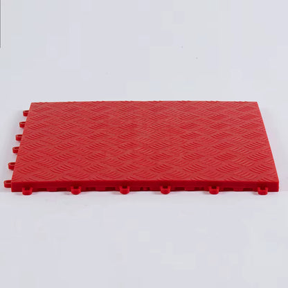 40cm Chequer Plate Garage Floor Tiles Red